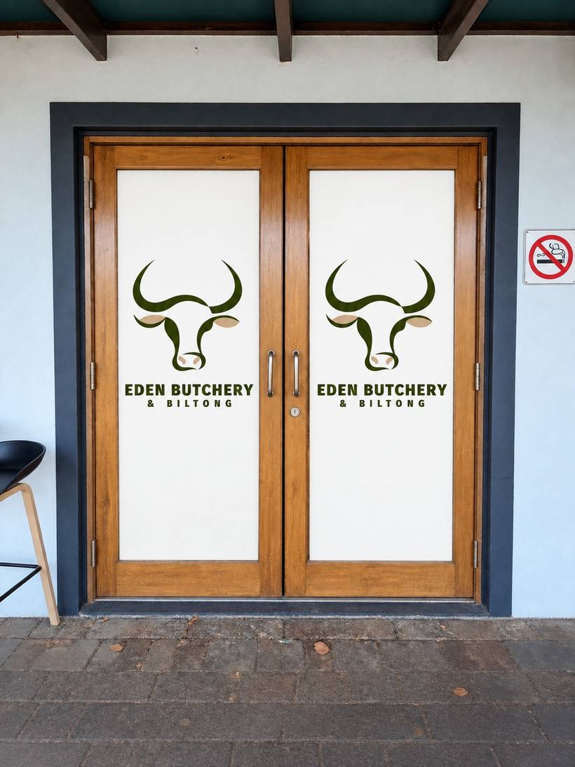 The doors of Eden Butchery and Biltong at Forest Gate, closed before opening